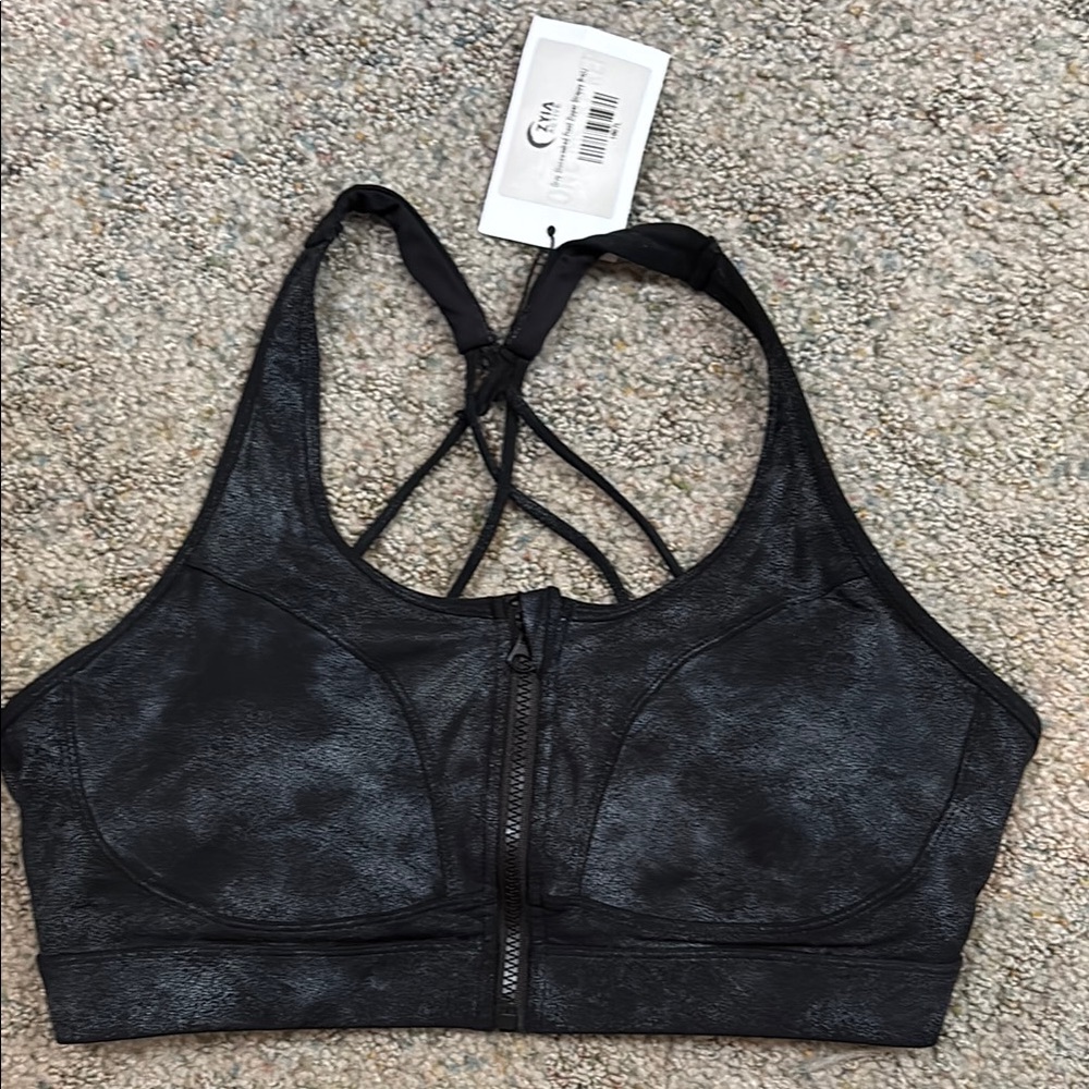 ZYIA Charcoal Textured Sports Bra
